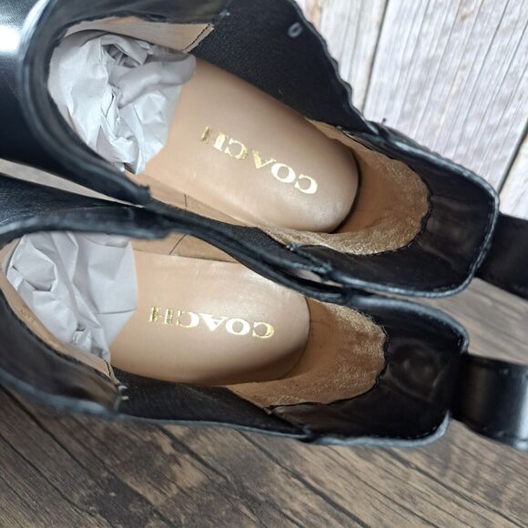 Coach Maeve CN143 Slip On Black Leather Bootie Women's Sz 7.5 B - Picture 7 of 9